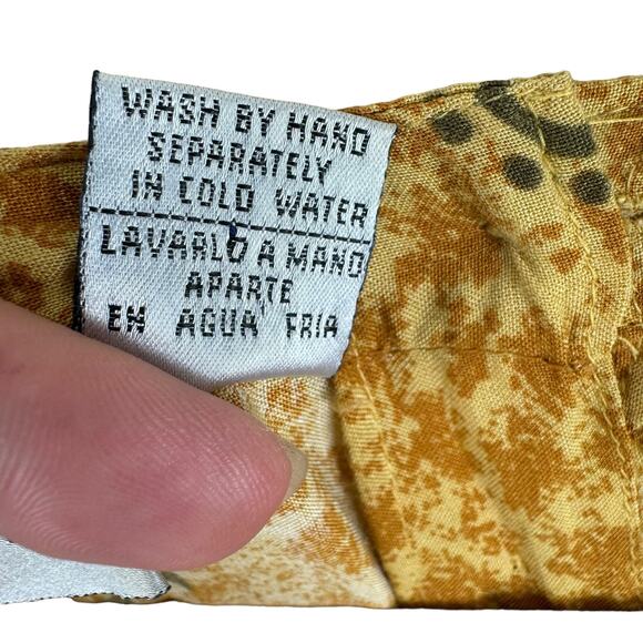 Pretty Pink Vintage Yellow Floral Short Sleeve Long Lightweight Dress Pockets L - Picture 6 of 6